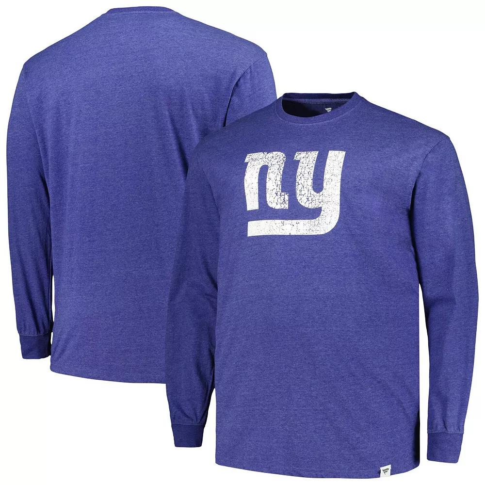 Men's Profile  Heather Royal New York Giants Big & Tall Throwback Long Sleeve T-Shirt, Size: XLT, Blue Product Image