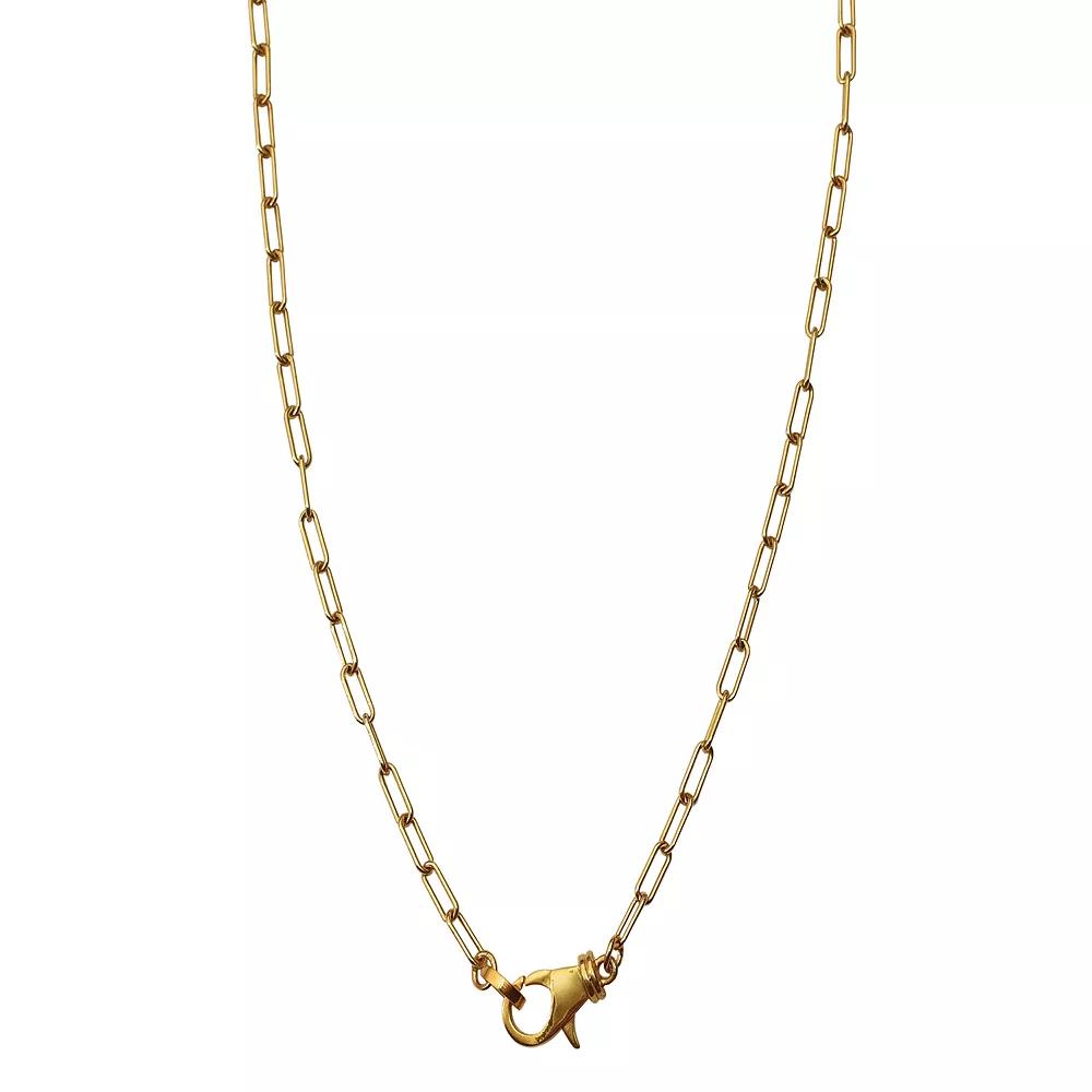 Adornia 14k Gold Plated Lock Paper Clip Chain Necklace, Women's, Size: 17", Gold Tone Product Image