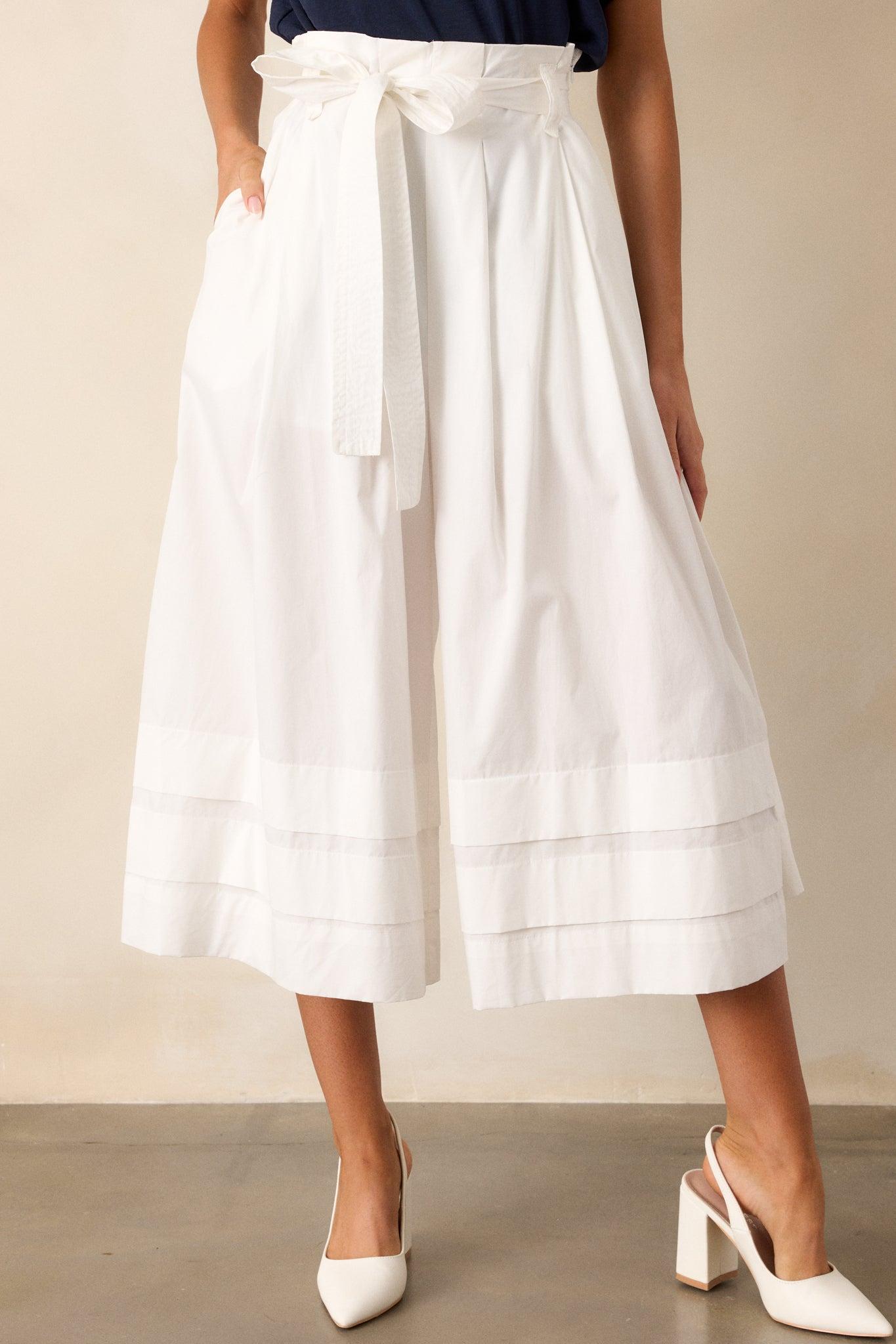 Glimpse In Time Cotton White Palazzo Pants Product Image