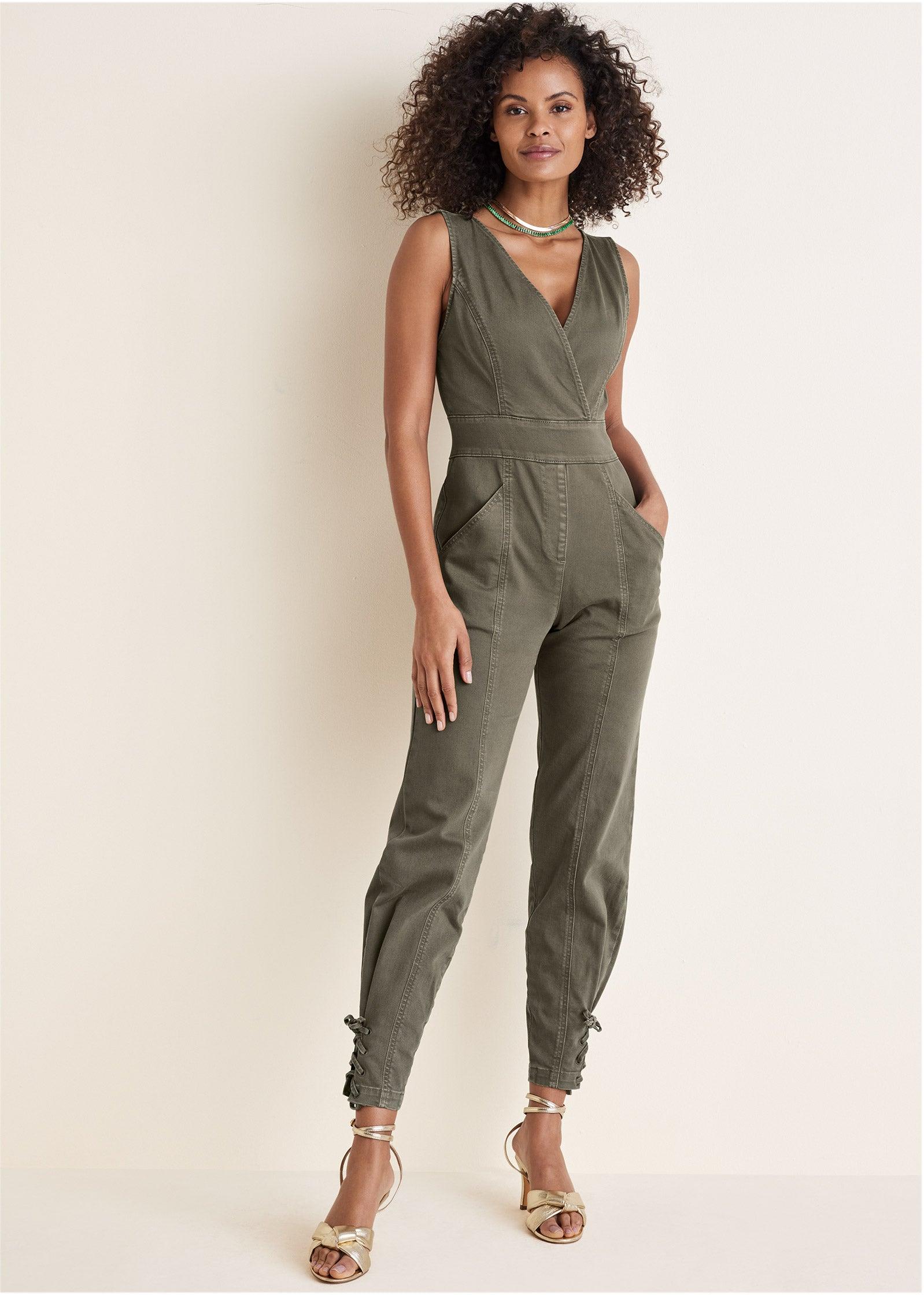 Twill Utility Jumpsuit - Olive Product Image