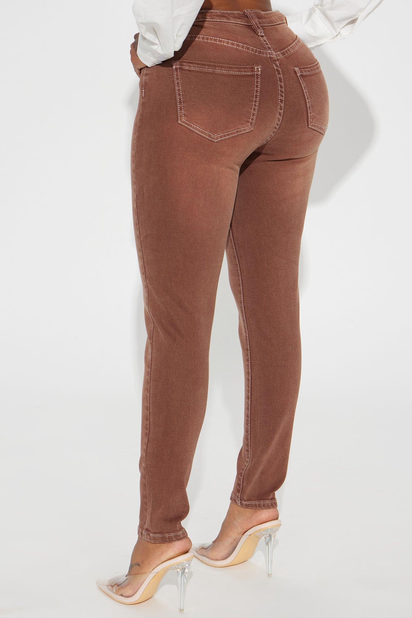 Give It A Shot Stretch Skinny Jeans - Brown Product Image