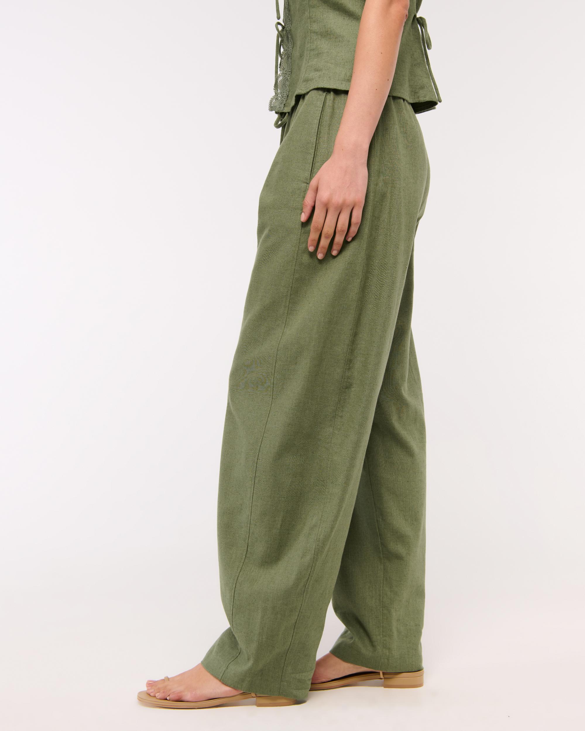 Linen-Blend Barrel Pull-On Pant Product Image