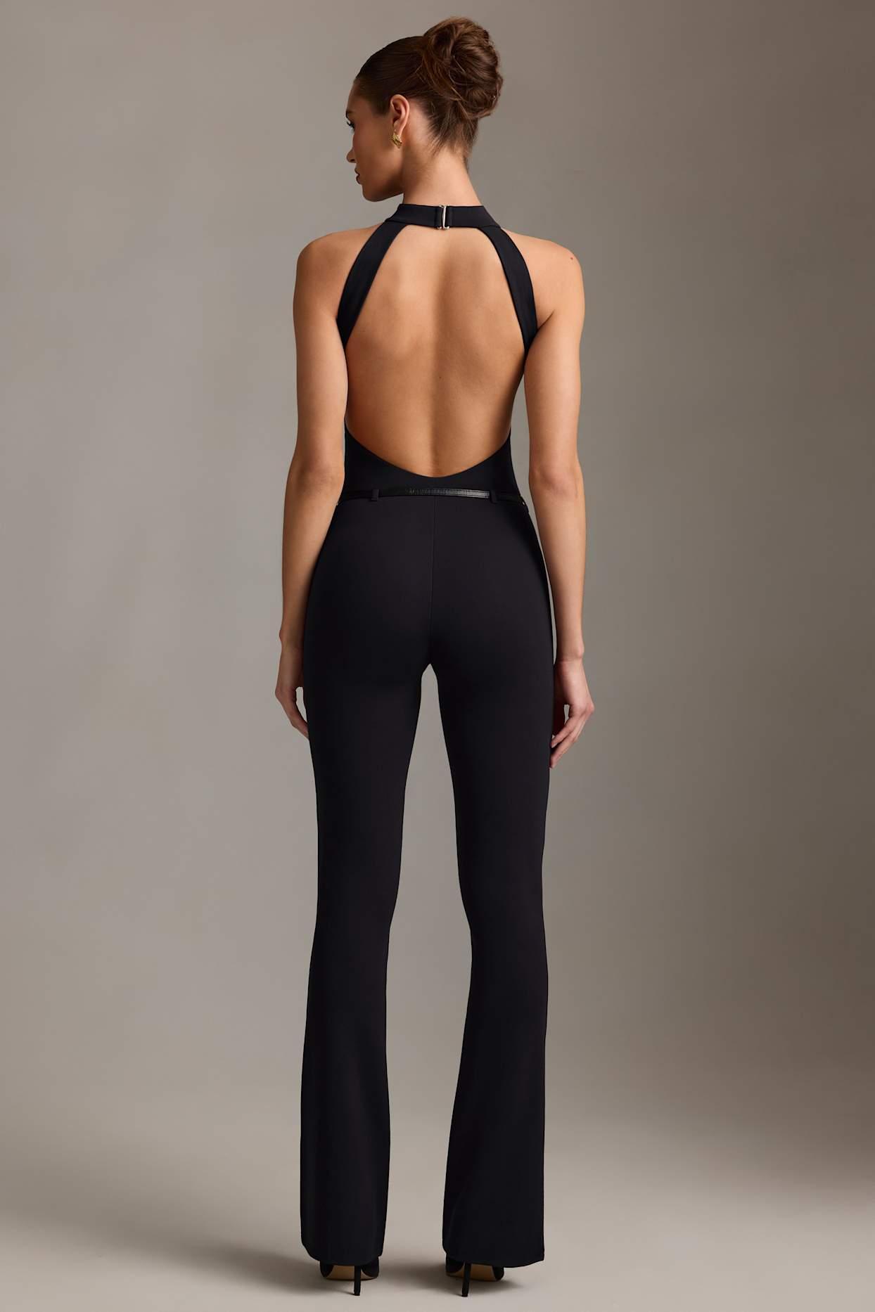 Backless Turtleneck Jumpsuit in Black Product Image