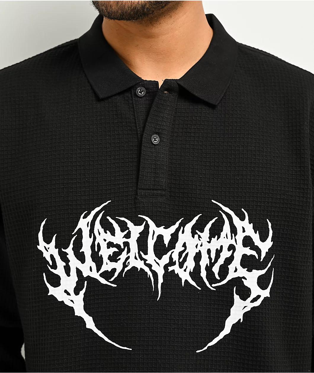 Welcome Sharp Black Long Sleeve Polo Shirt Product Image