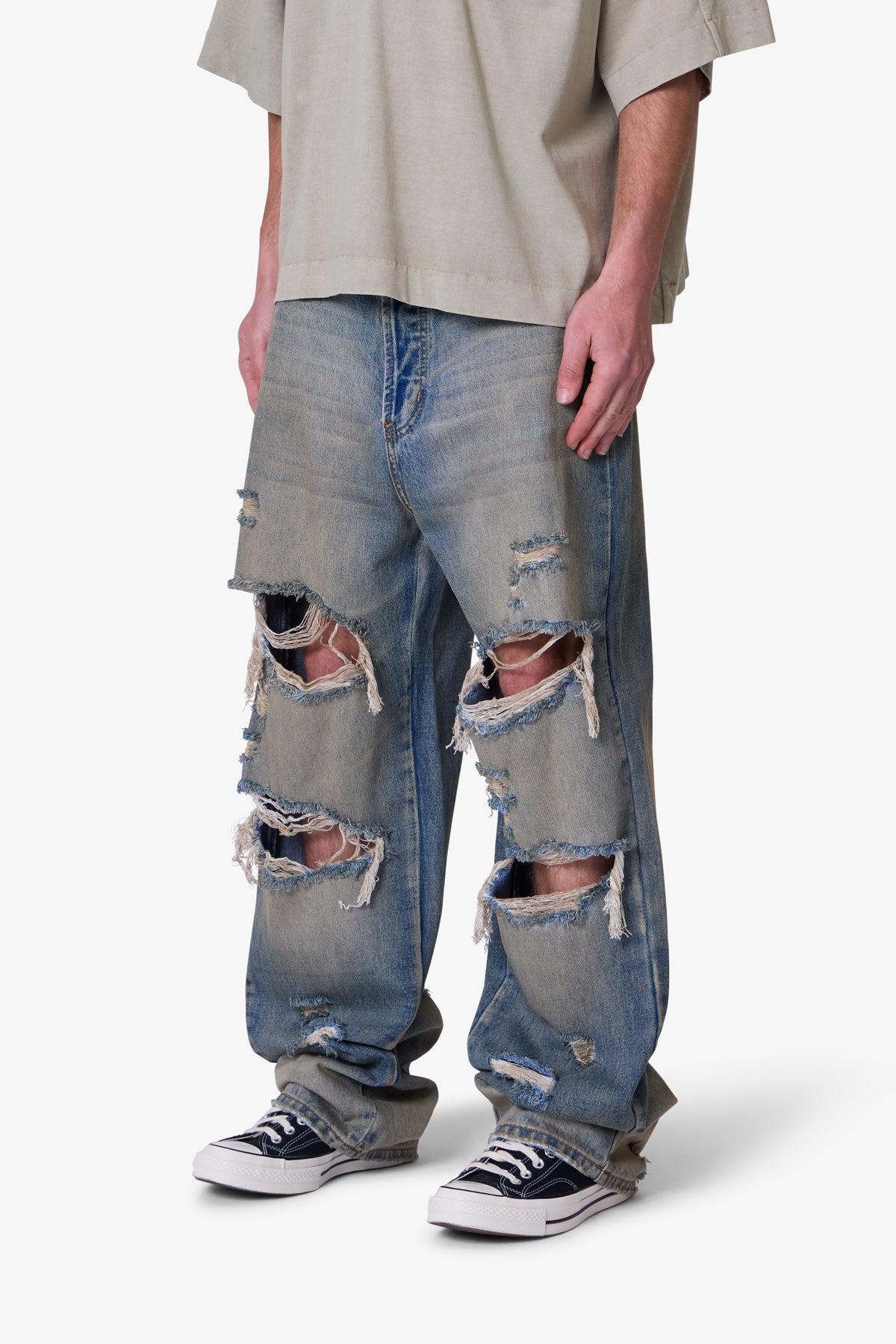 Ultra Baggy Orange Dusted Denim - Blue Product Image
