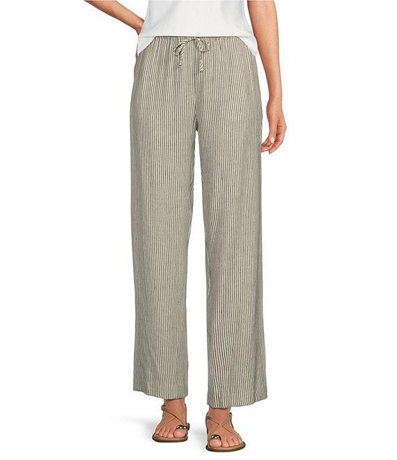 Gianni Bini Dani Stripe Print Linen Drawstring Wide Leg Pants Product Image