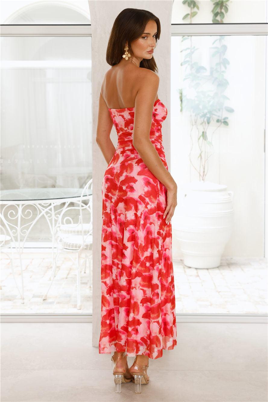 Gatsby Glow Strapless Mesh Maxi Dress Rose Product Image