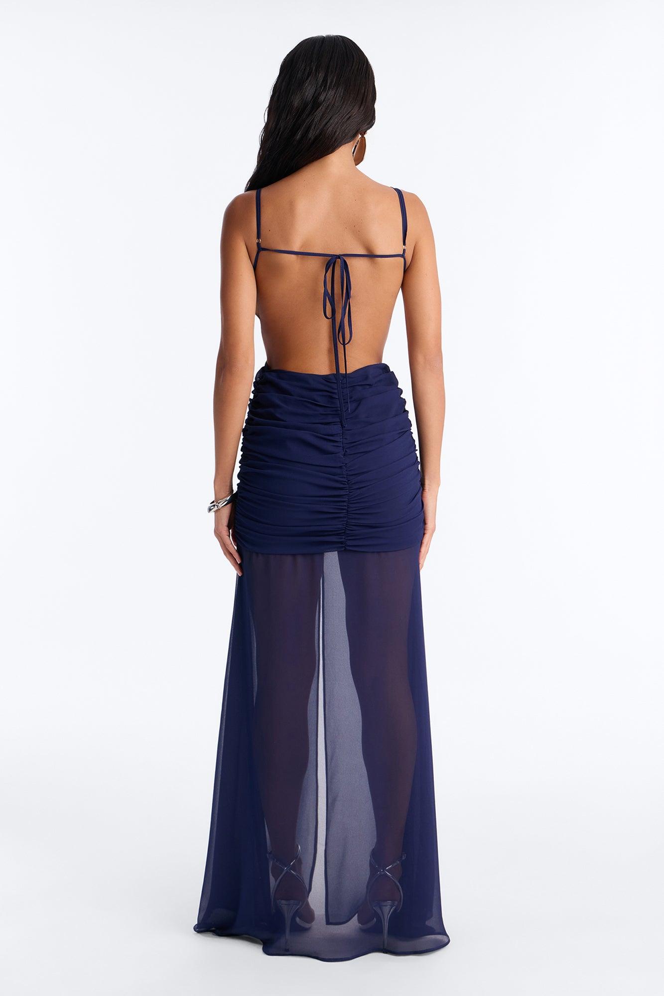 Spring Breeze Chiffon Maxi Dress - Navy Female Product Image