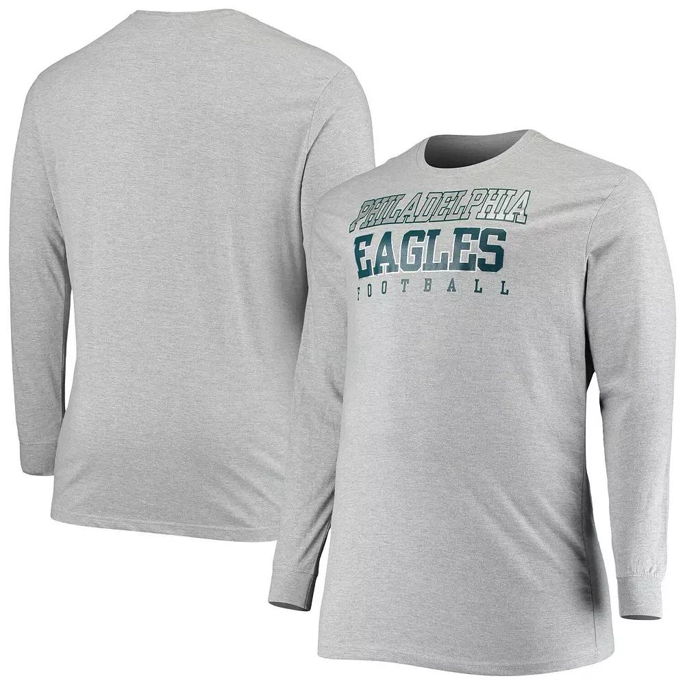 Men's Fanatics Branded Heathered Gray Philadelphia Eagles Big & Tall Practice Long Sleeve T-Shirt, Size: 4XB, Grey Product Image