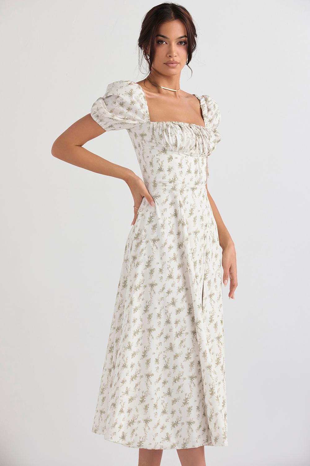 Tallulah  garden print puff sleeve midi sundress Product Image