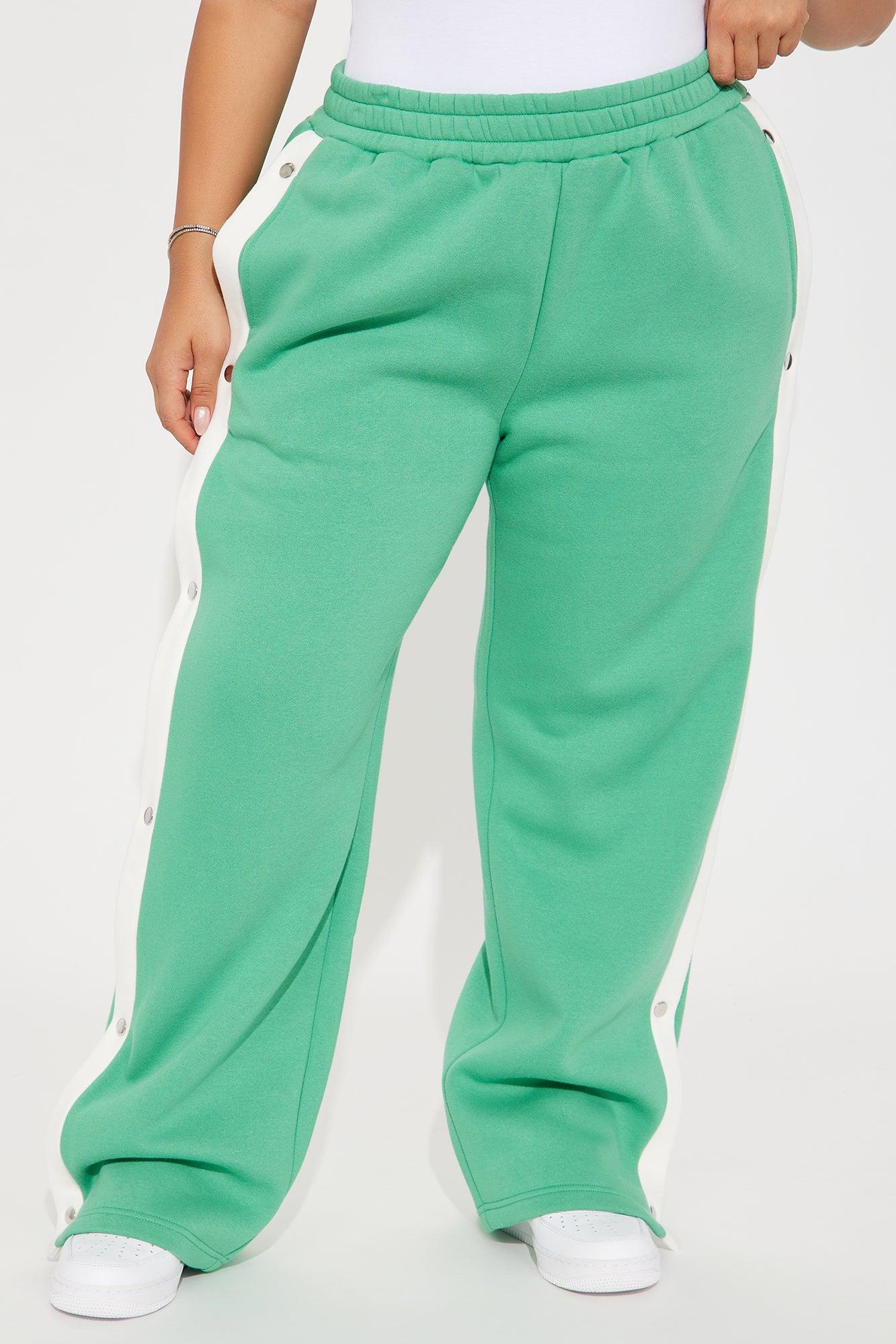 Olivia Fleece Wide Leg Sweatpants - Green/combo Product Image