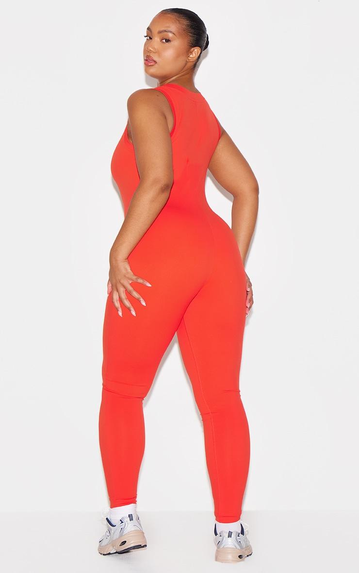 Red Sculpt Contrast Binding Unitard Product Image