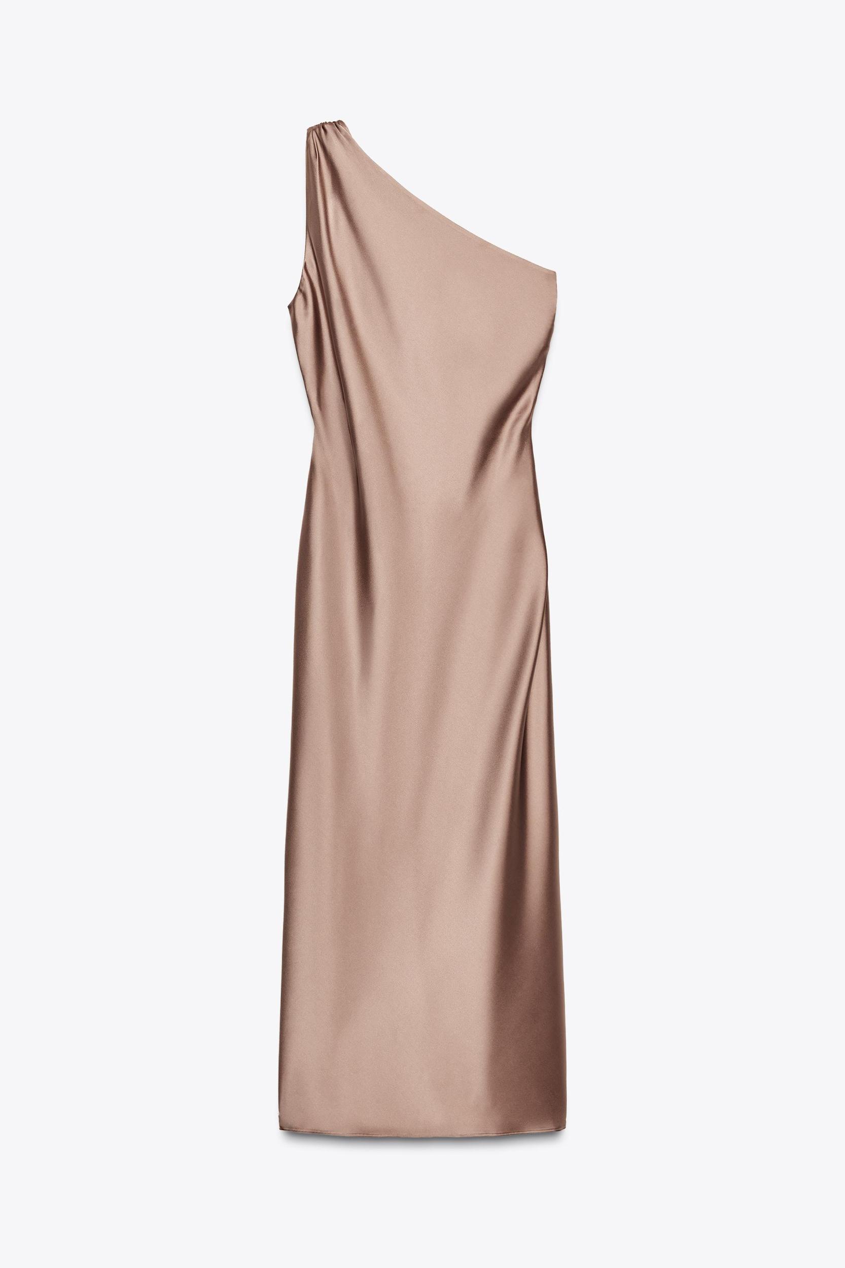 ASYMMETRIC SATIN EFFECT MAXI DRESS Product Image
