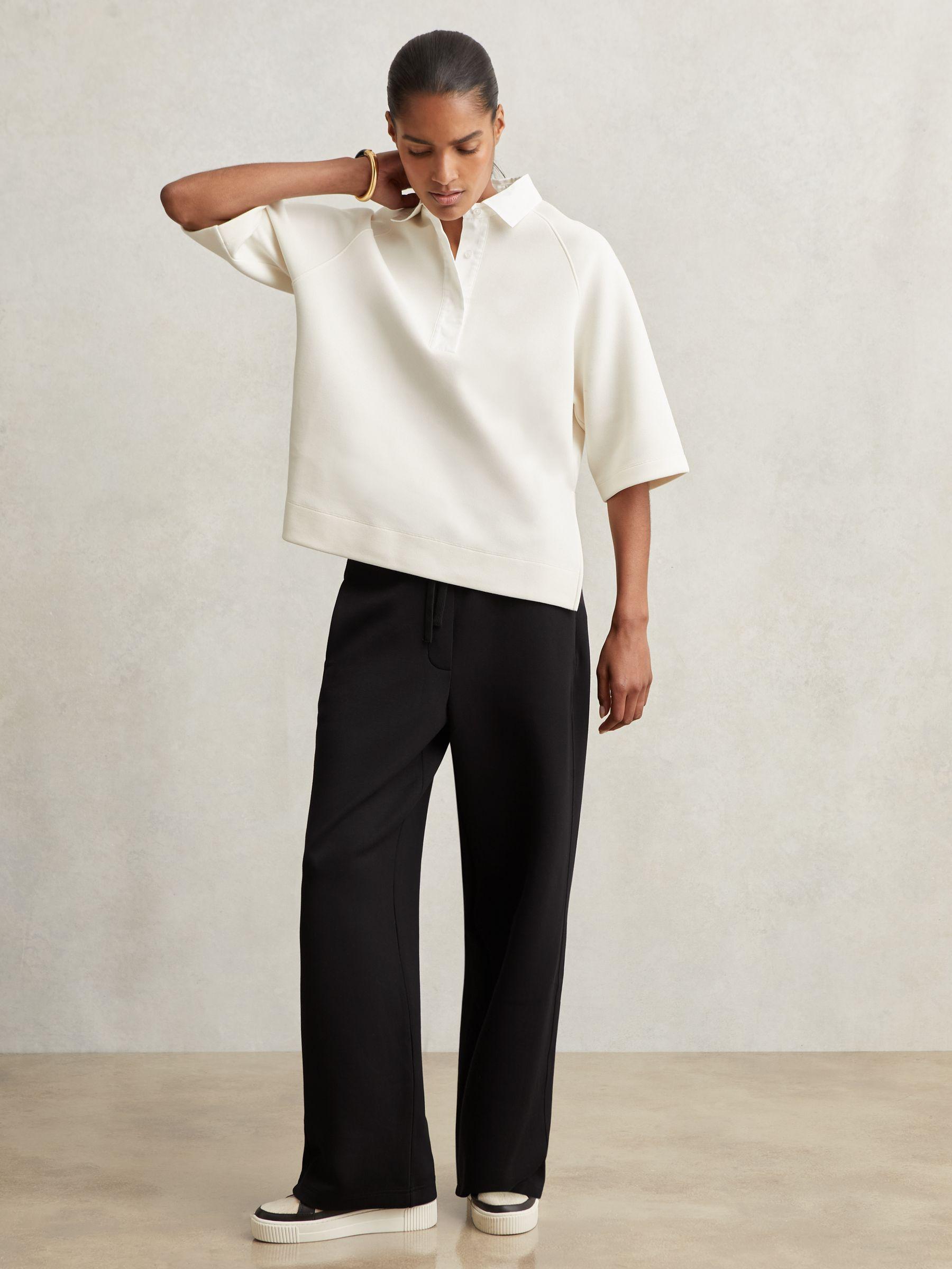 Petite Twill Patch-Pocket Flared Trousers in Mauve Neutral Product Image