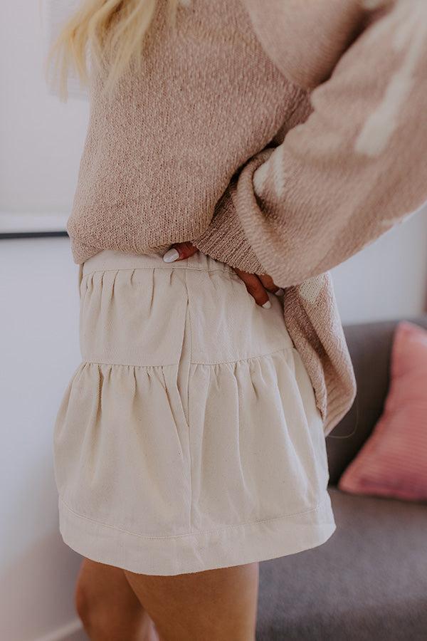 The Penelope High Waist Wide Leg Shorts in Cream Product Image