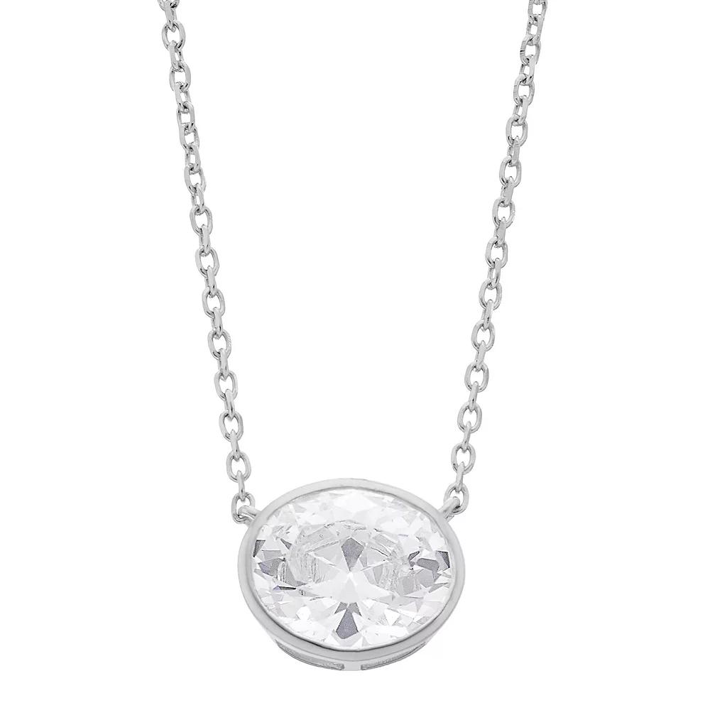 Rosabella Sterling Silver Cubic Zirconia Faceted Oval Link Necklace, Women's, Size: 18" Product Image