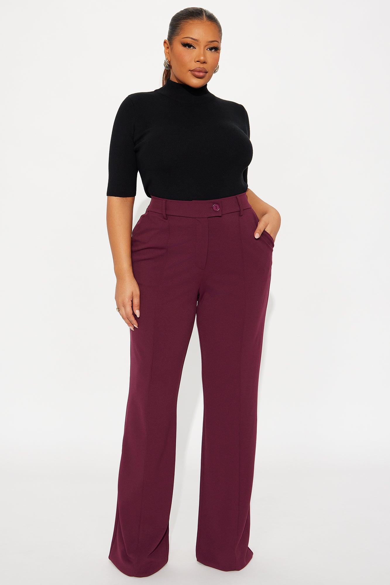 Tall Heidi Wide Leg Trouser Pant - Burgundy Female Product Image