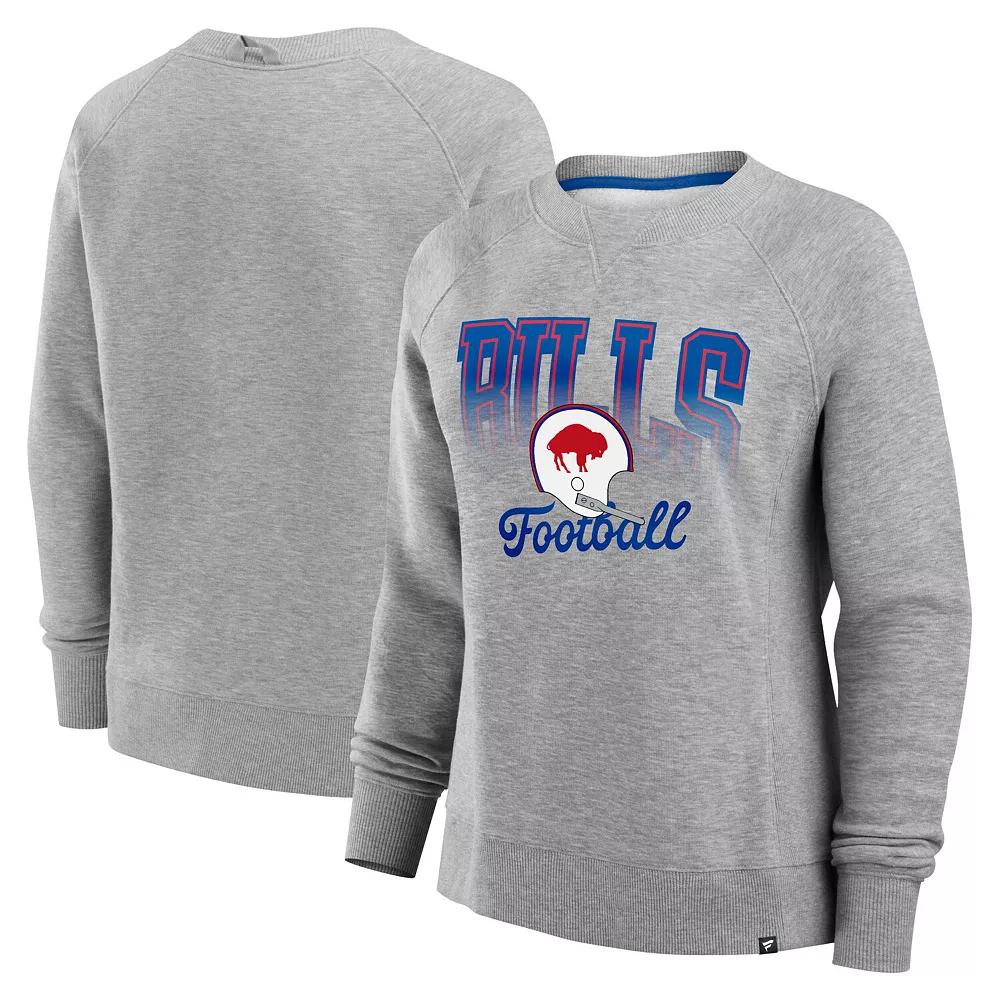 Women's Fanatics Heather Gray Buffalo Bills Hit Hard Fleece Pullover Sweatshirt, Size: Small, Grey Product Image