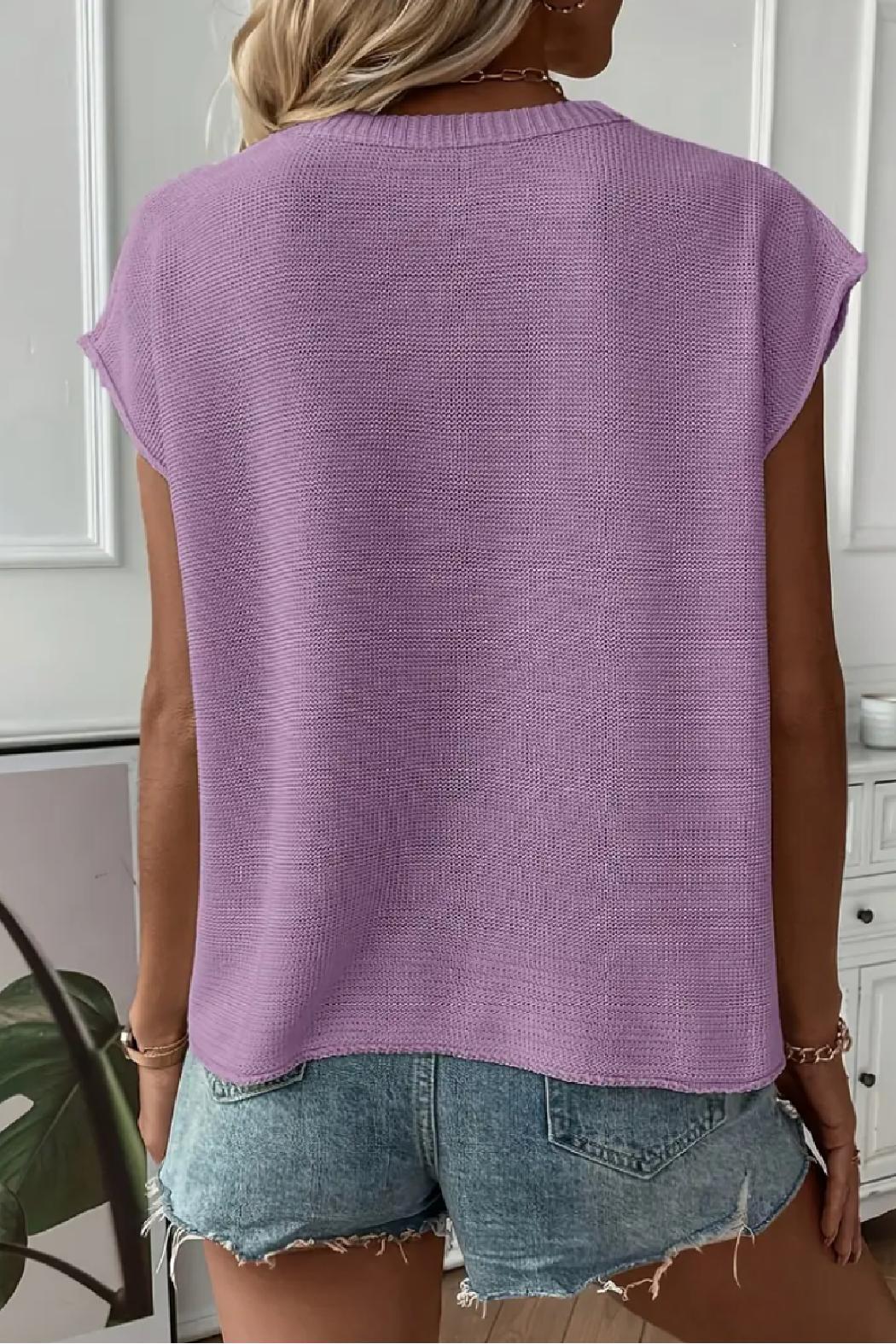 Lightweight Sleeveless Knit Crew Sweater Product Image