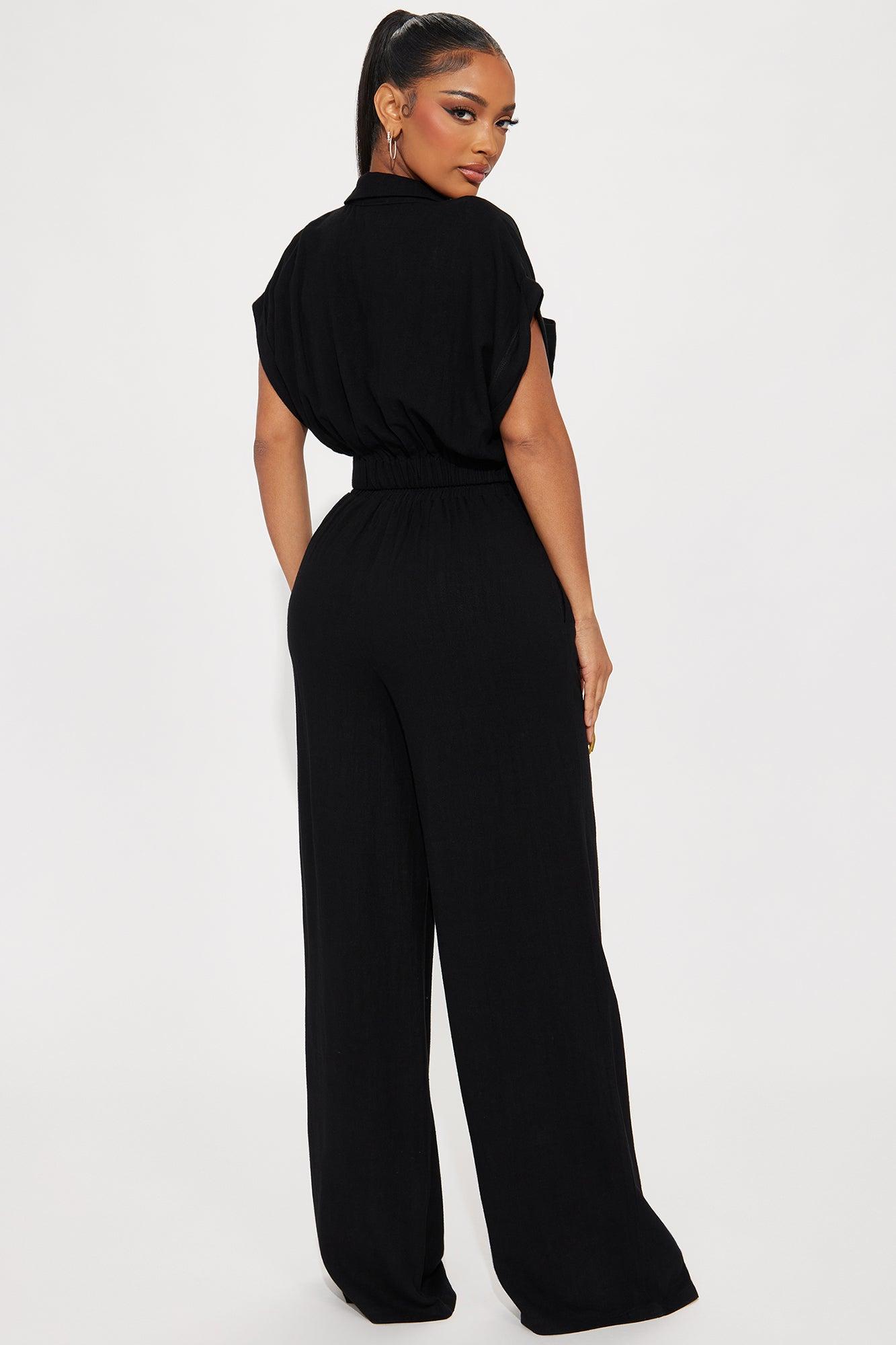 Andrea Linen Pant Set - Black Product Image