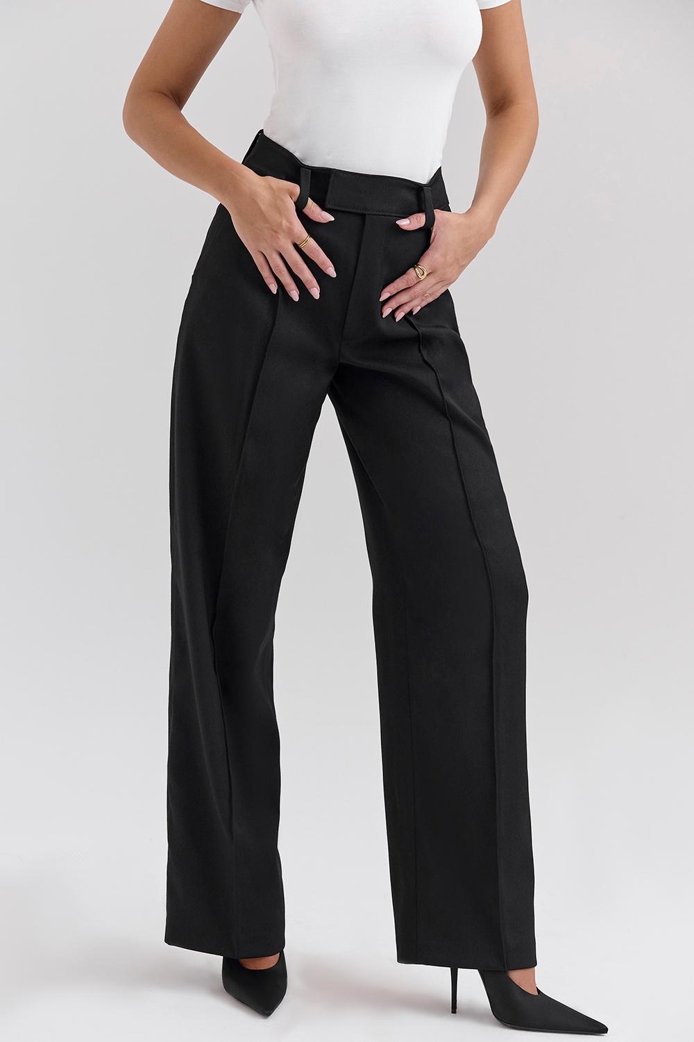 Hayden  black wide leg high waist tailored trousers Product Image