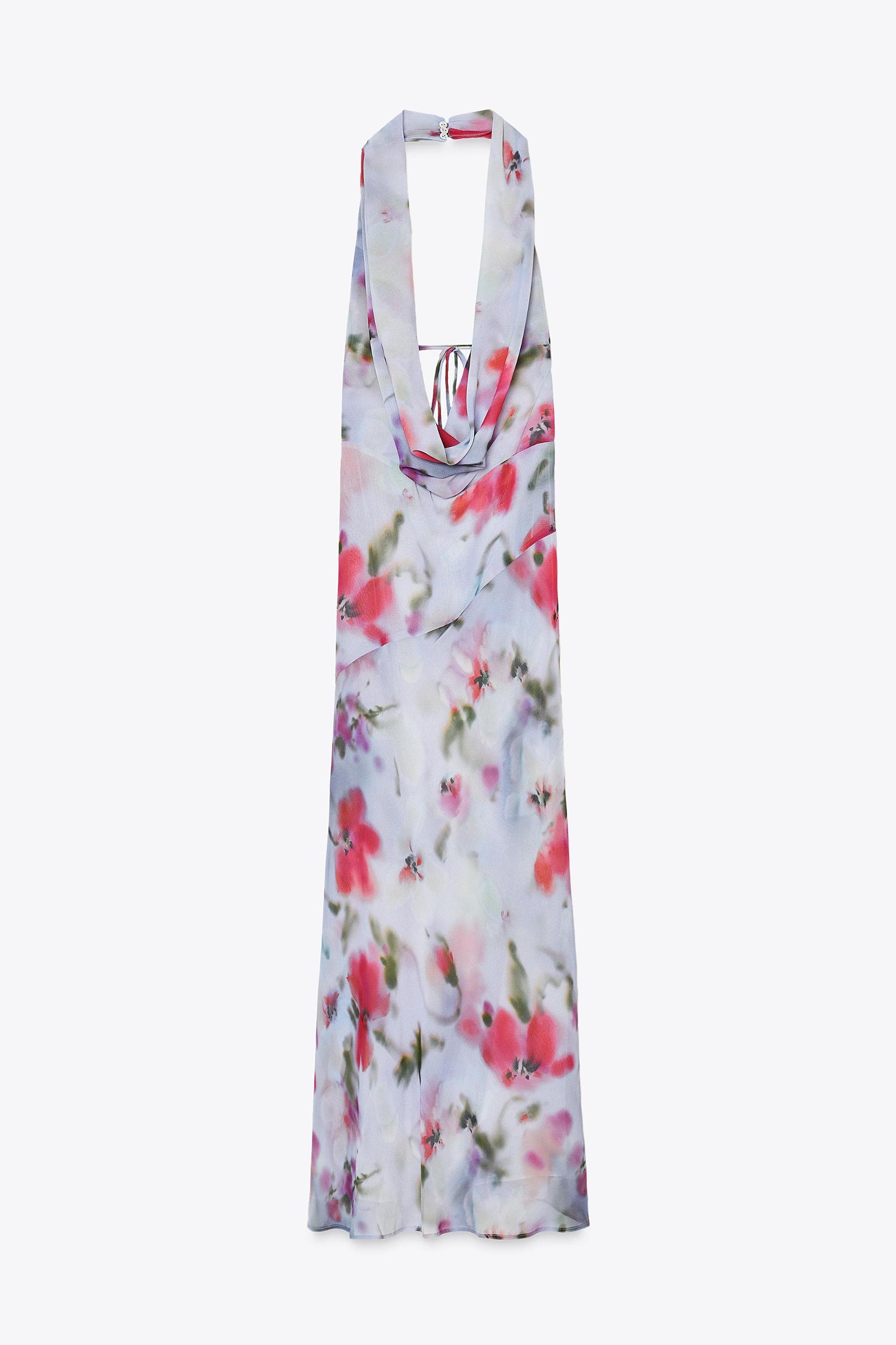 PRINTED MIDI HALTER DRESS Product Image