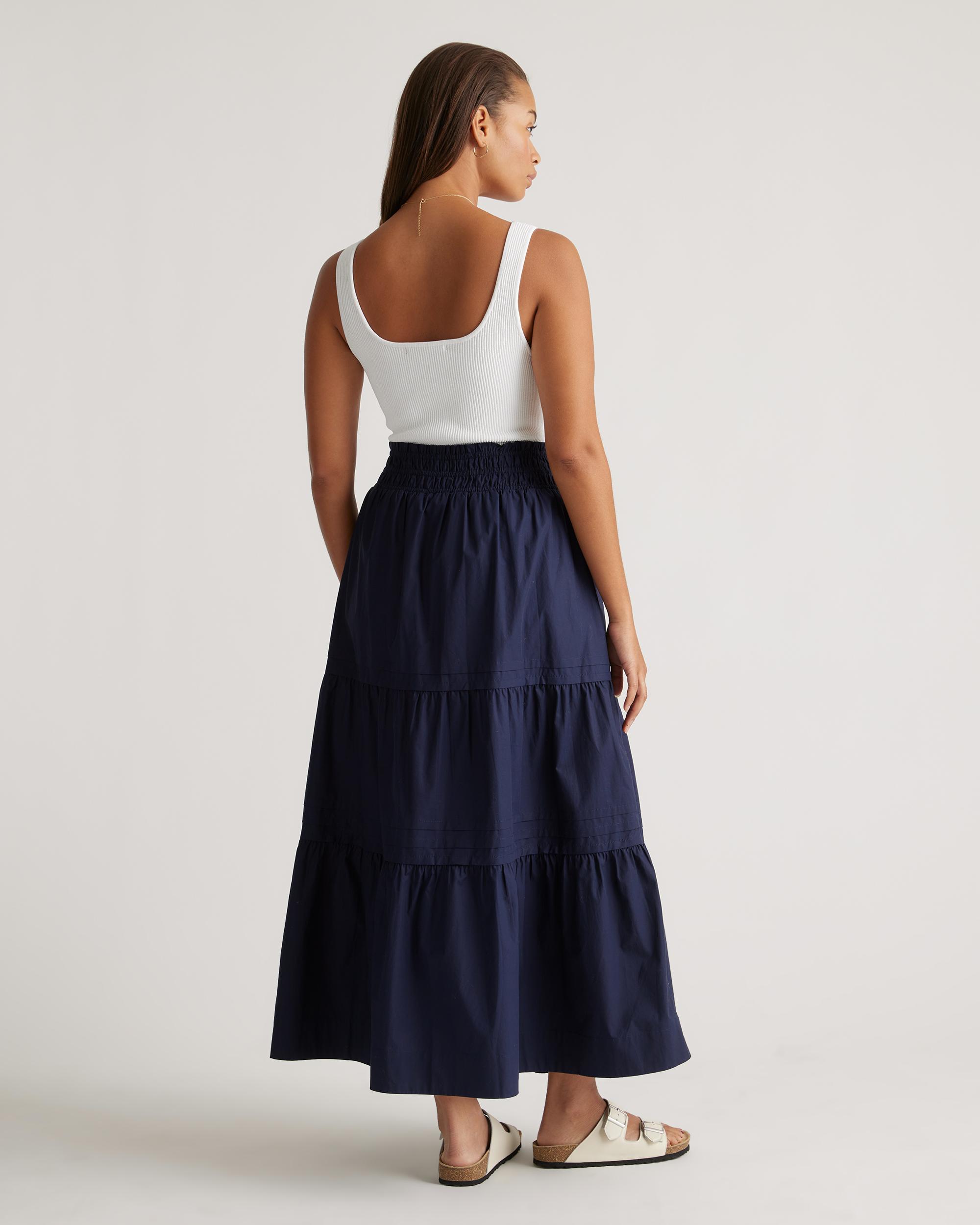 Quince | Women's Poplin Tiered Maxi Skirt Size XS, Organic Cotton Product Image