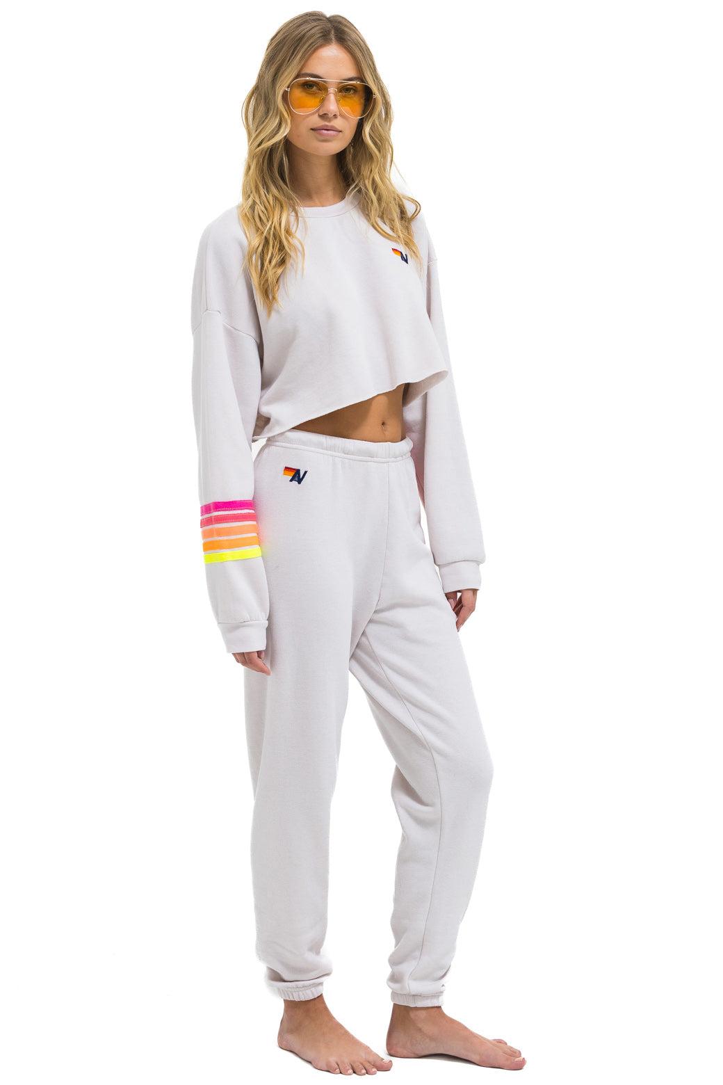5 STRIPE SWEATPANTS - DOVE // NEON Female Product Image