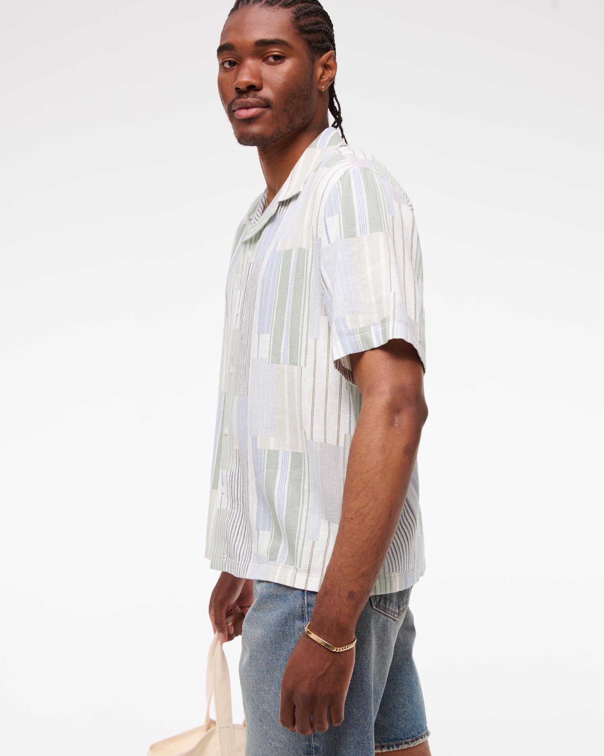 Camp Collar Summer Linen-Blend Shirt Product Image