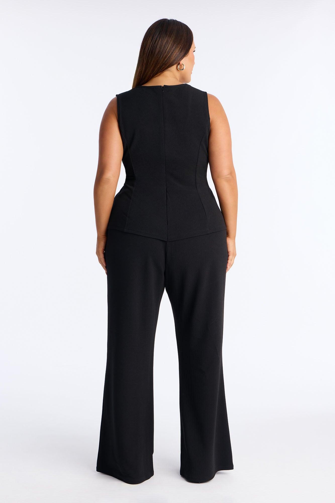 Gelina Square Neck Wide Leg Jumpsuit - Black Female Product Image