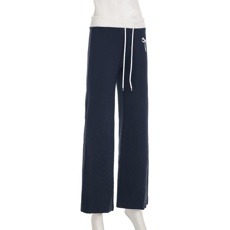 High Rise Bow Print Flared Sweatpants Product Image
