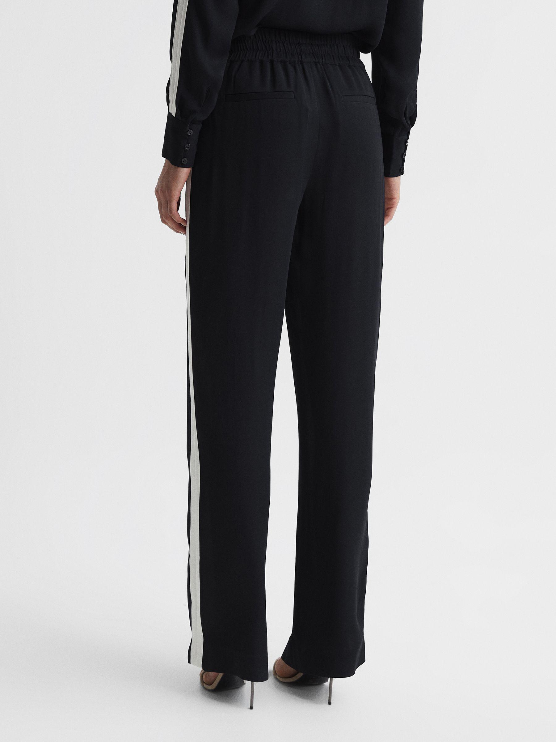 Stripe Wide Leg Trousers in Navy Product Image