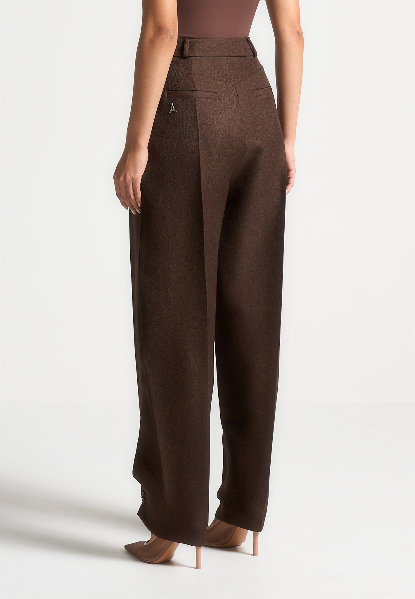 Sophie - Twist Leg Tailored Trousers - Brown Female Product Image