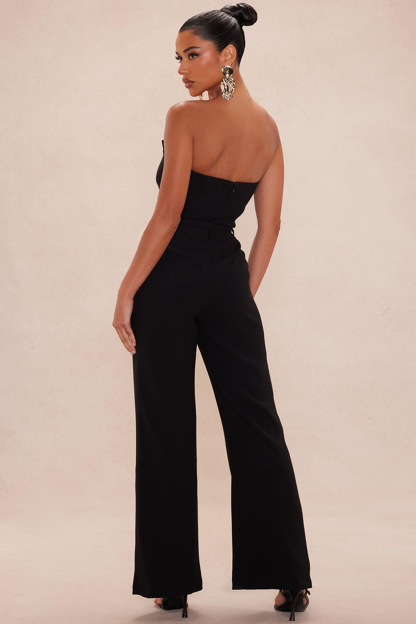 Jaden Wide Leg Jumpsuit - Black Product Image