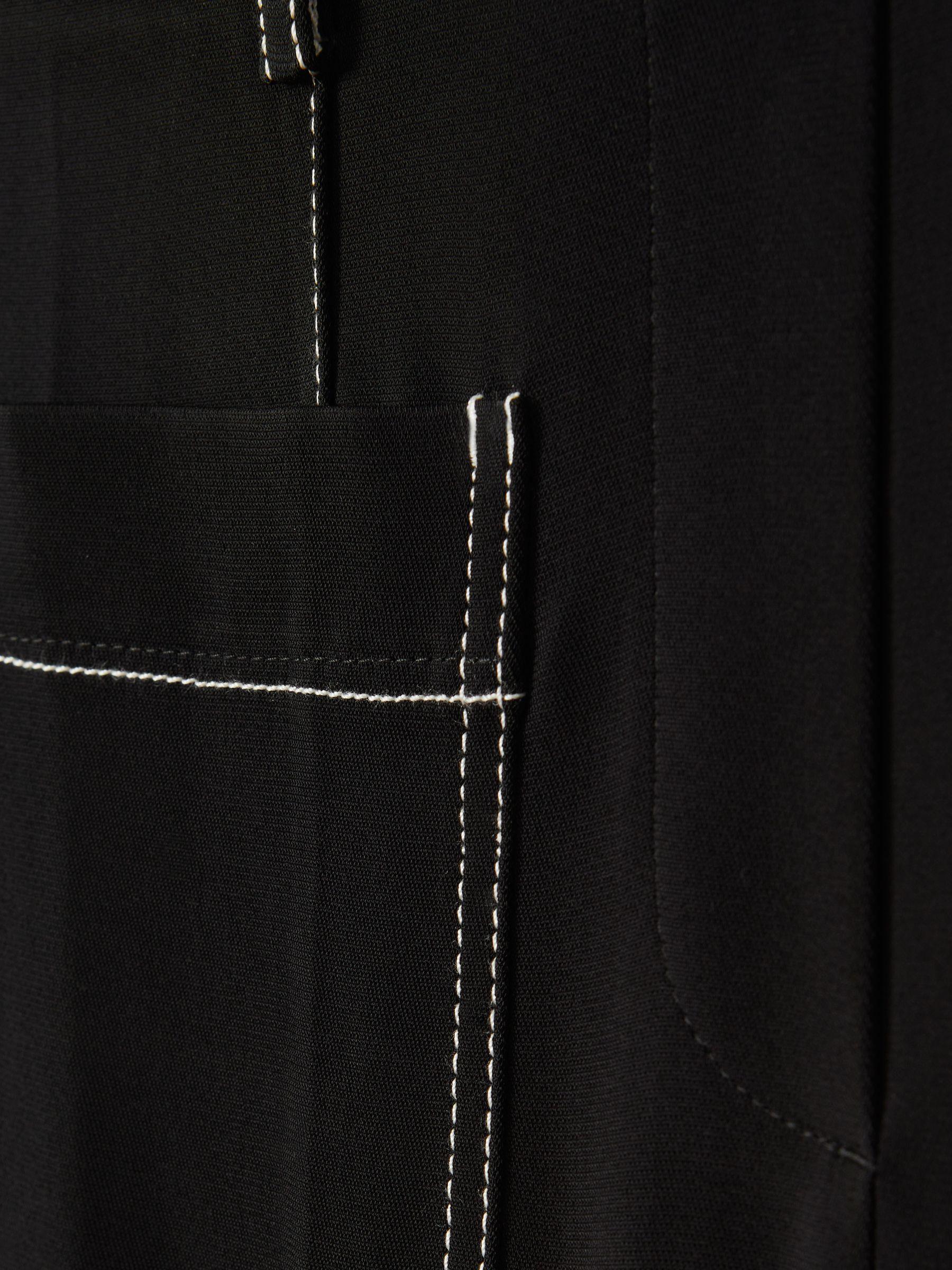 Contrast Stitch Wide Leg Trousers in Black Product Image