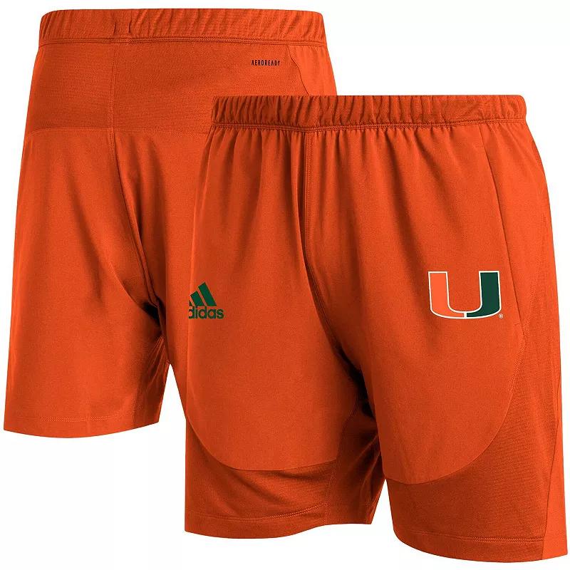 Men's adidas Orange Miami Hurricanes 2021 Sideline AEROREADY Training Shorts, Size: Small Product Image