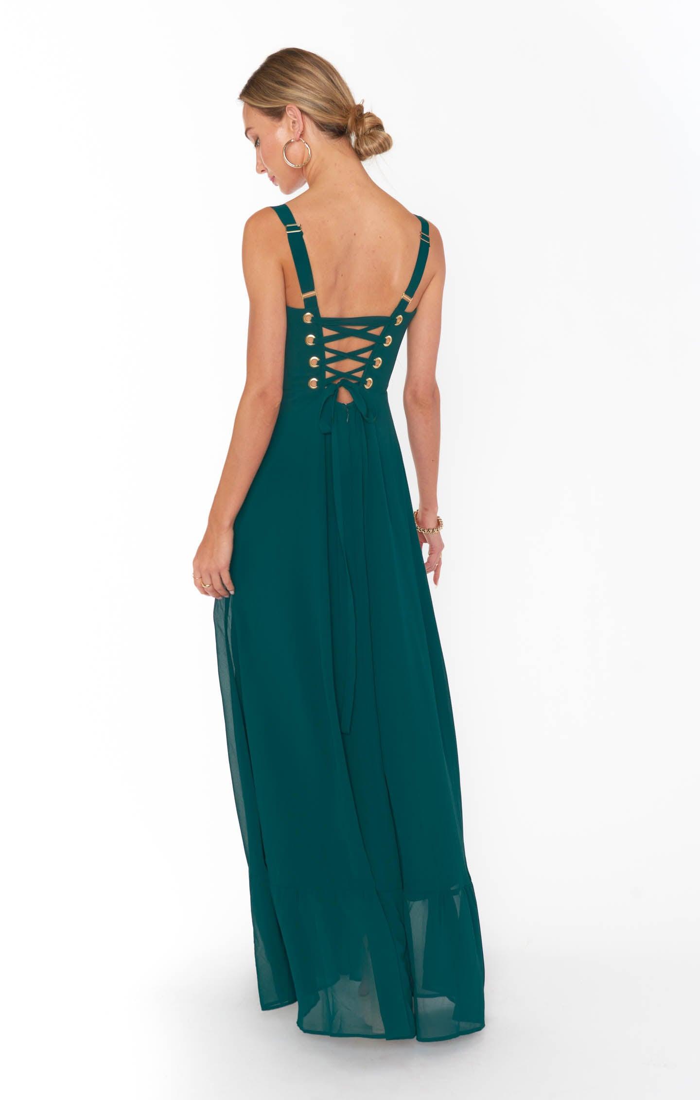 Clarissa Corset Dress ~ Emerald Chiffon Product Image