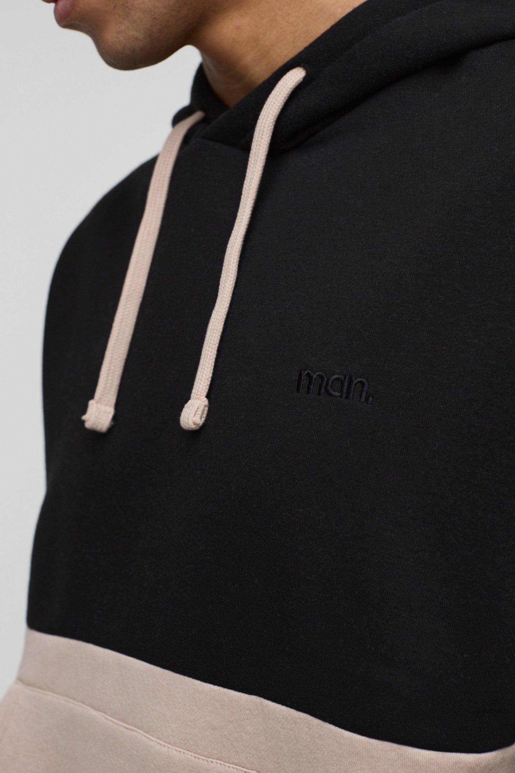 Oversized Boxy Man Colour Block Hoodie | boohooMAN USA Product Image