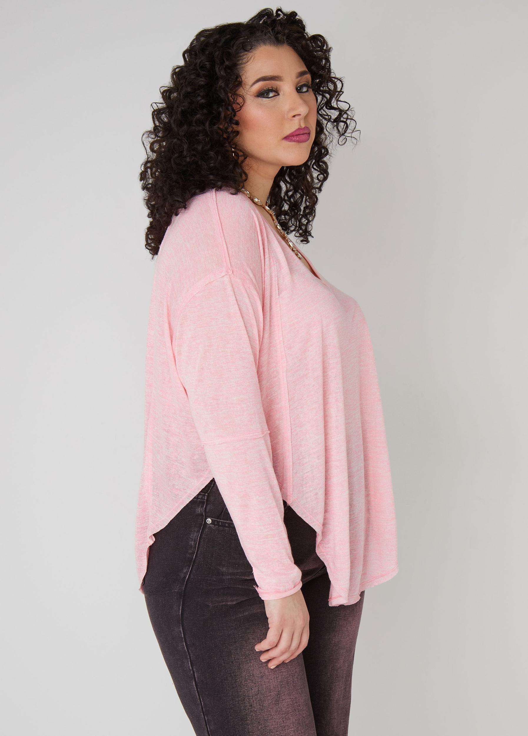 Plus Size Slub Knit V Neck Top Ashley Stewart Product Image