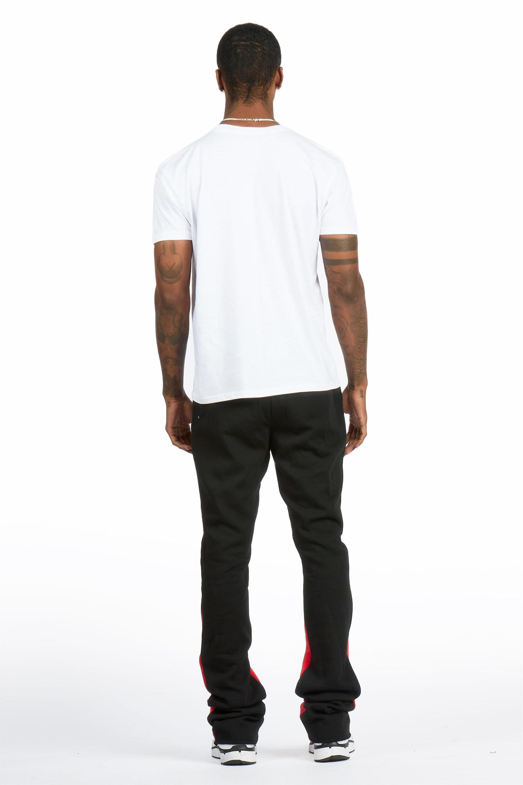 Bowman White/Black T-shirt/Stacked Flare Track Pant Set Male Product Image