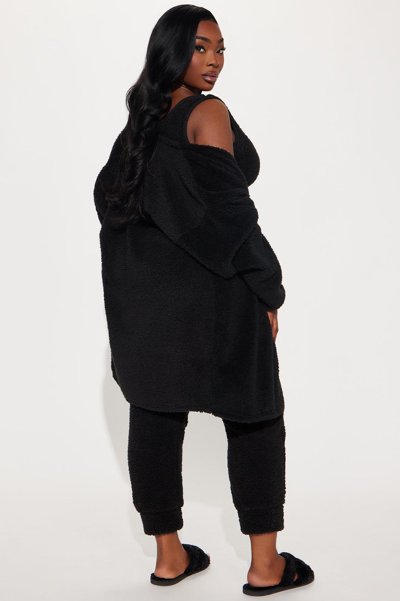 Cloud Kissed Sherpa PJ Robe Set - Black Product Image