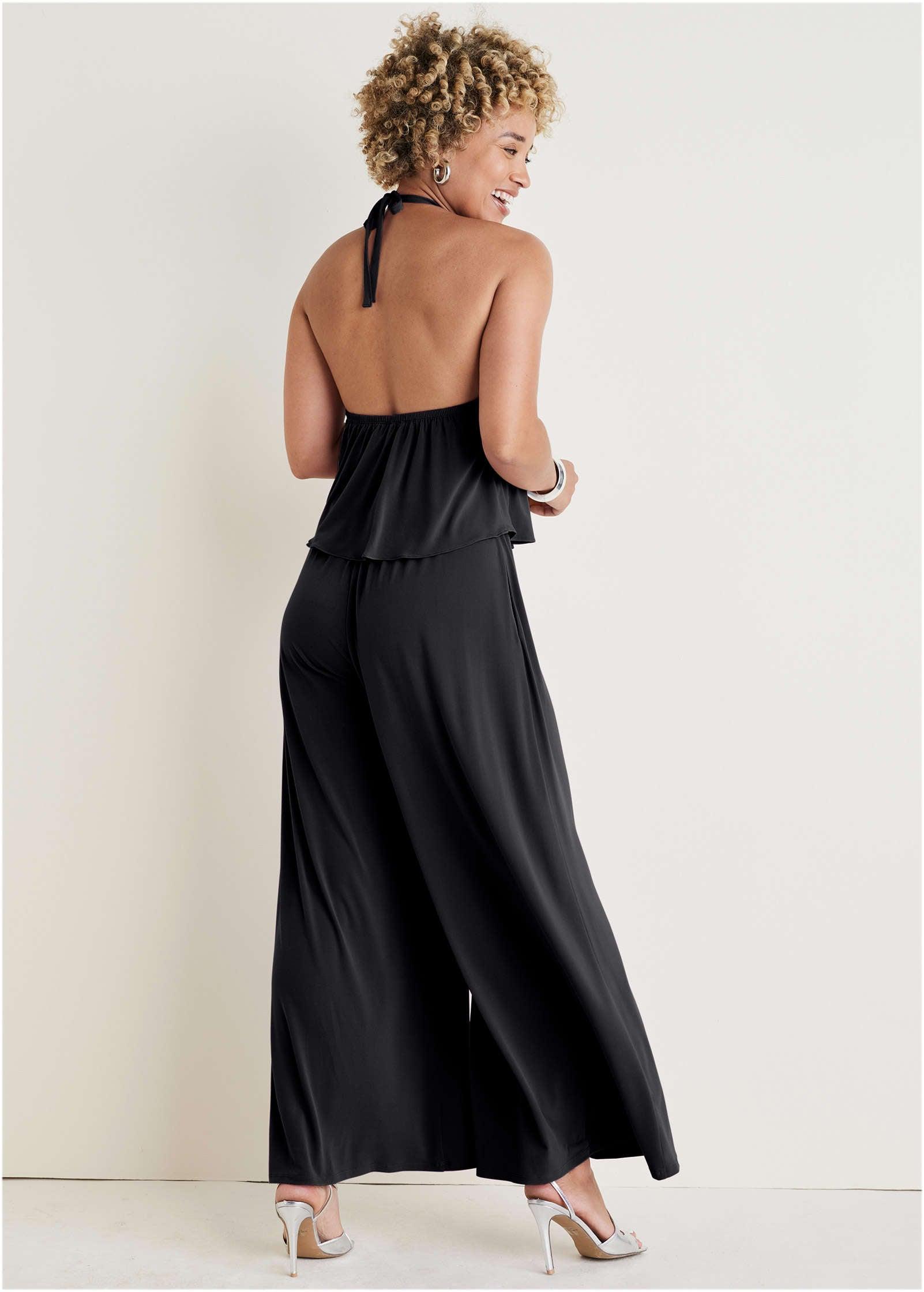 Cross Neck Jumpsuit - Black Product Image