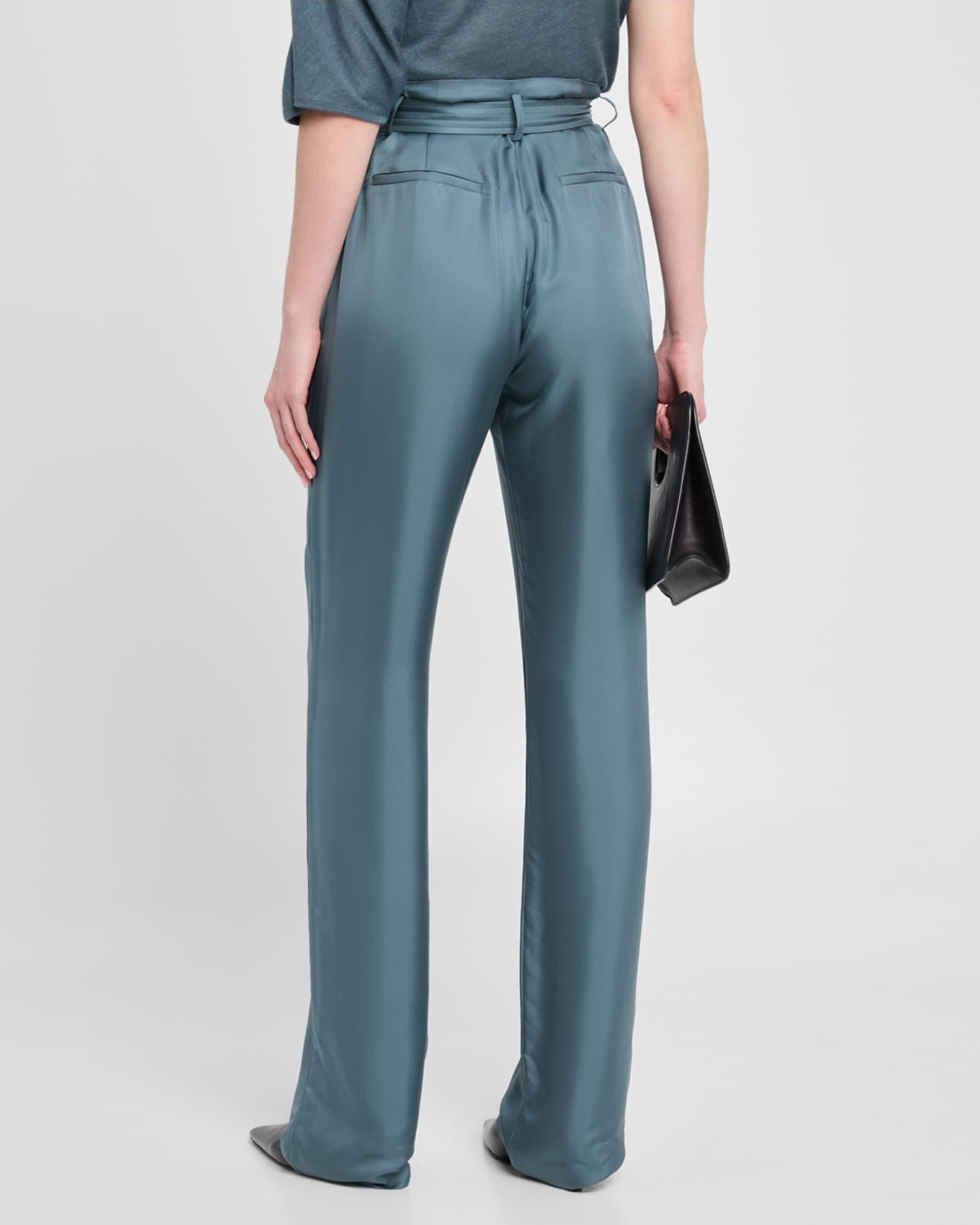 Silky Twill Belted Straight-Leg Pants Product Image