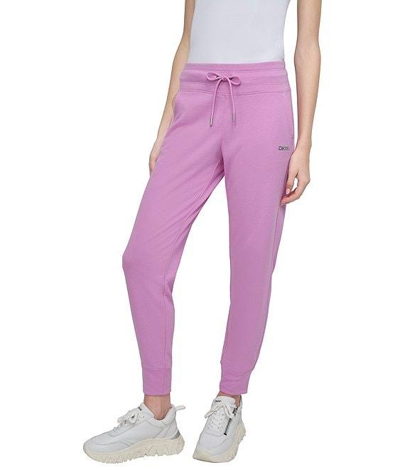 DKNY by Donna Karan Metallic Bubble Logo Knit Drawstring Waist Straight Leg Jogger Pants Product Image