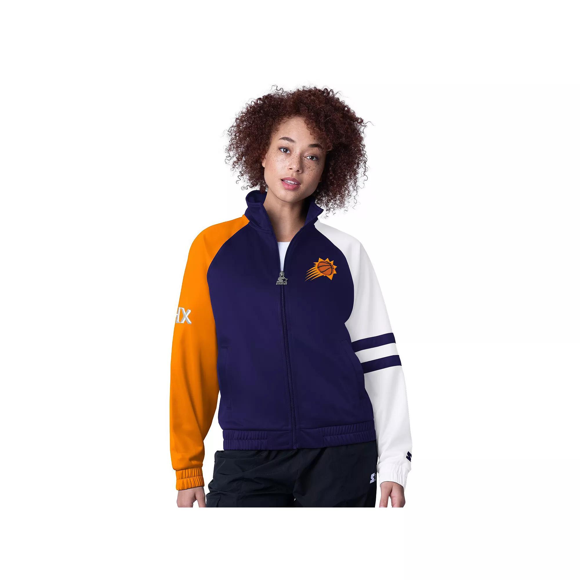 Women's Starter Blue New York Knicks Line Up Dolman Raglan Full-Zip Track Jacket, Size: Small Product Image