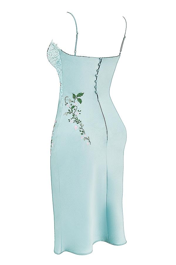 Fallon  light jade embroidered slip dress Product Image
