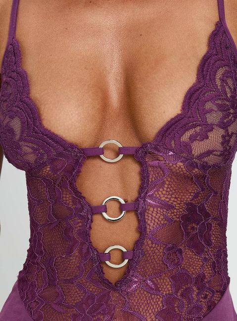 Totema Lace Halter Maxi Dress Purple Product Image
