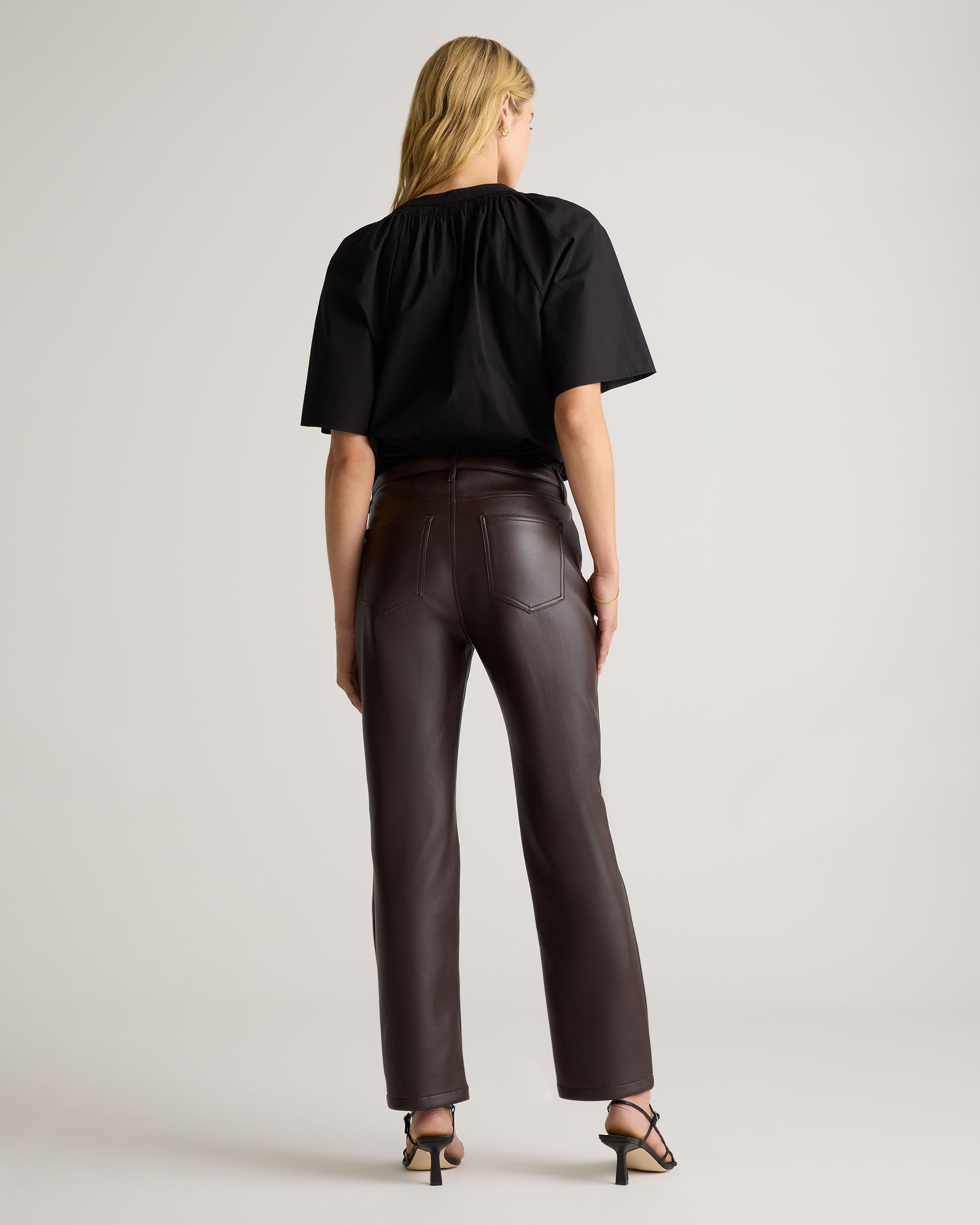 Quince | Women's Vegan Leather Straight Leg Pants Recycled Polyester Product Image