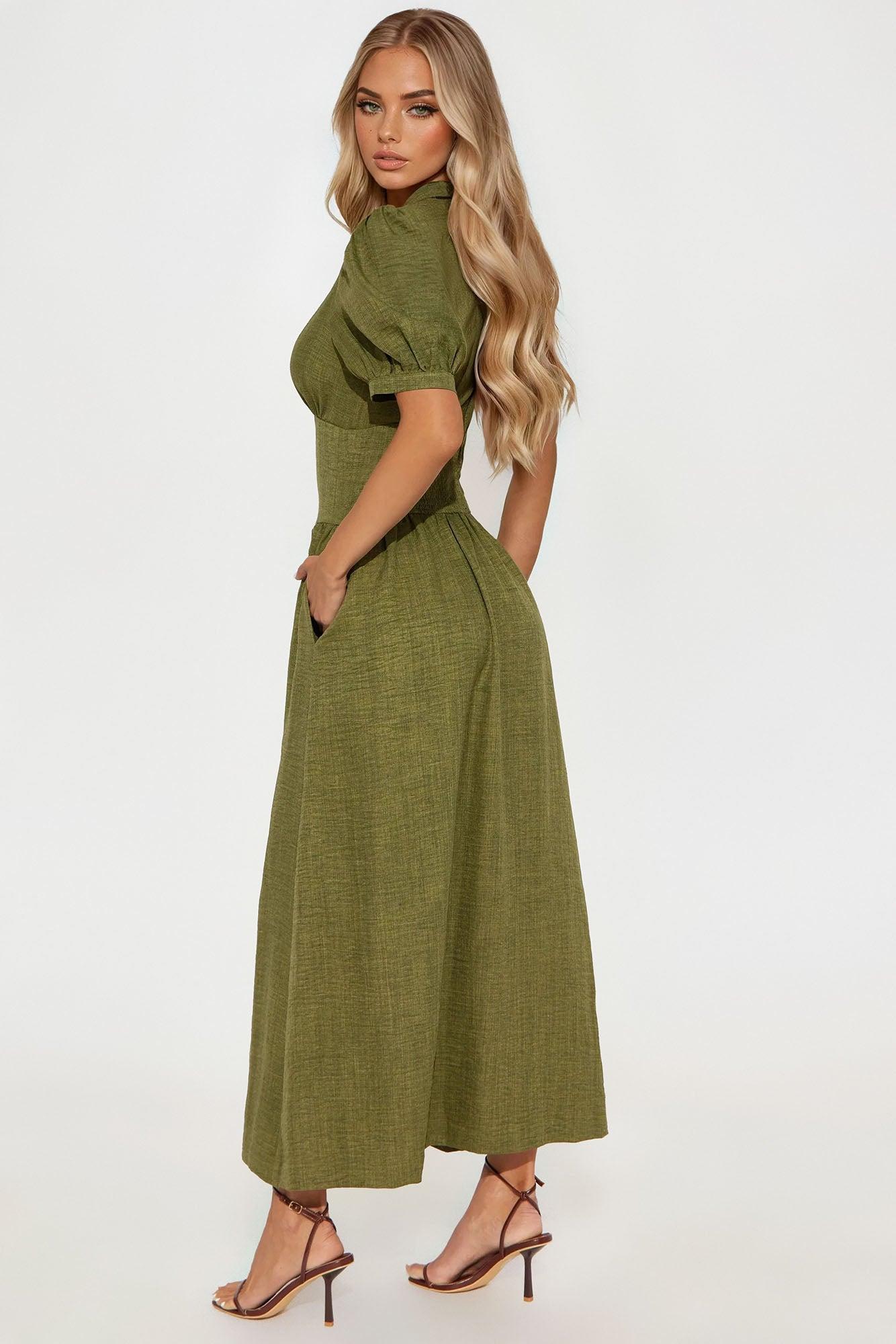Tamara Airflow Maxi Dress - Olive Product Image