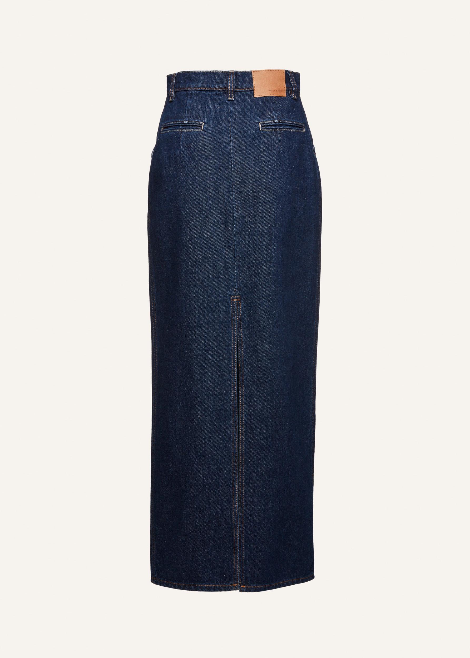 Long denim skirt in indigo Product Image